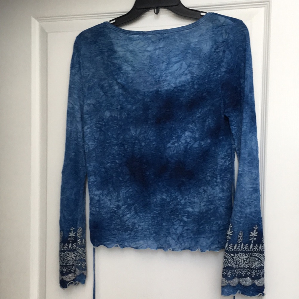 FANG 100% Polyester Blue long Sleeve Sequined Top - Picture 4 of 6